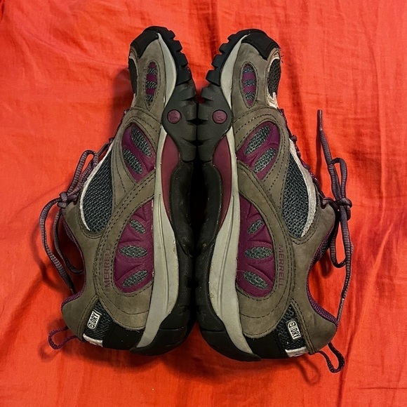 Merrell Azura Hiking Shoes Suede Mesh Lace Up Waterproof Castle Rock/Purple 8.5 - Picture 7 of 10